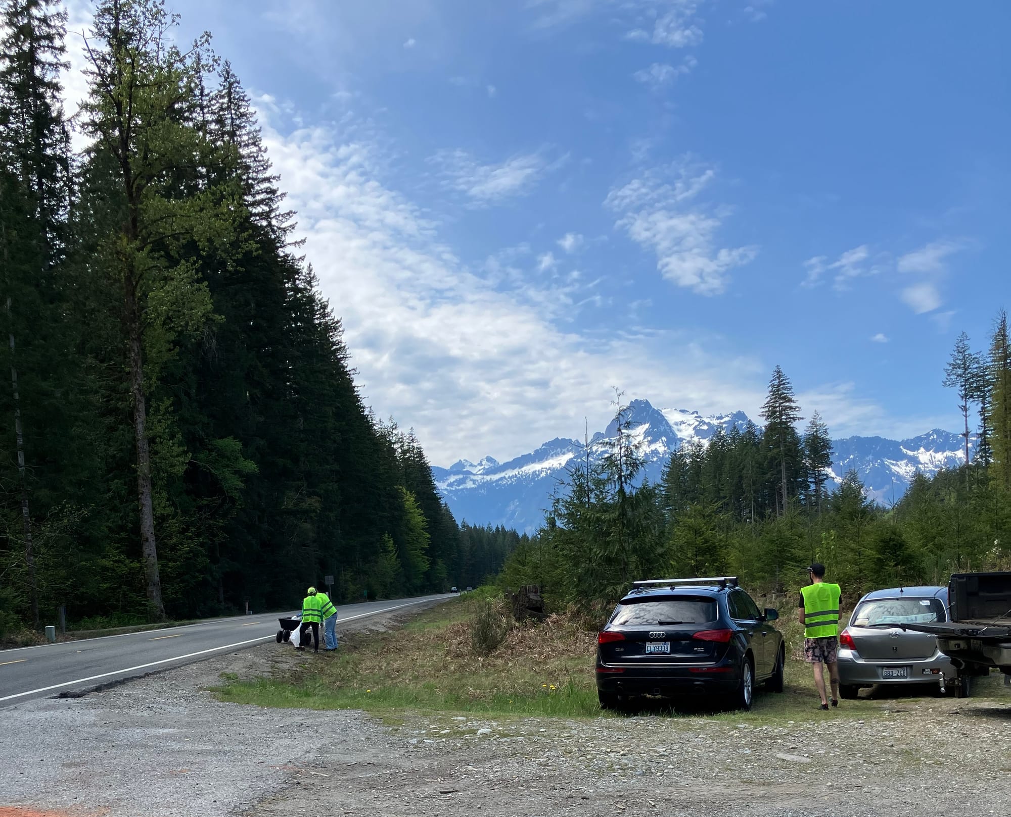 Volunteers Pick up Trash along SR 530 north of Darrington, WA
