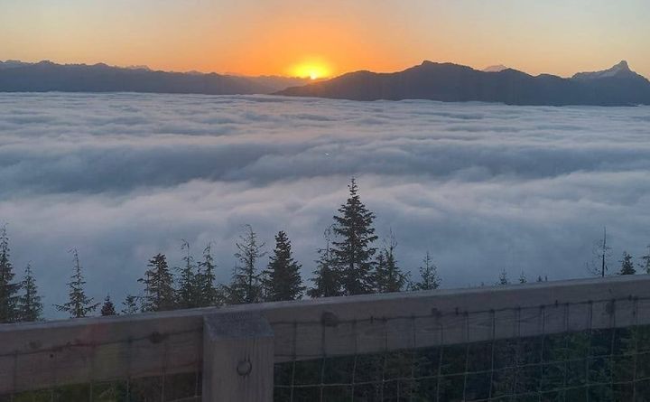 View from the North Mountain Lookout, at sunrise looking north, 2022