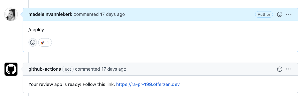 Screenshot of deploying changes using Github Actions
