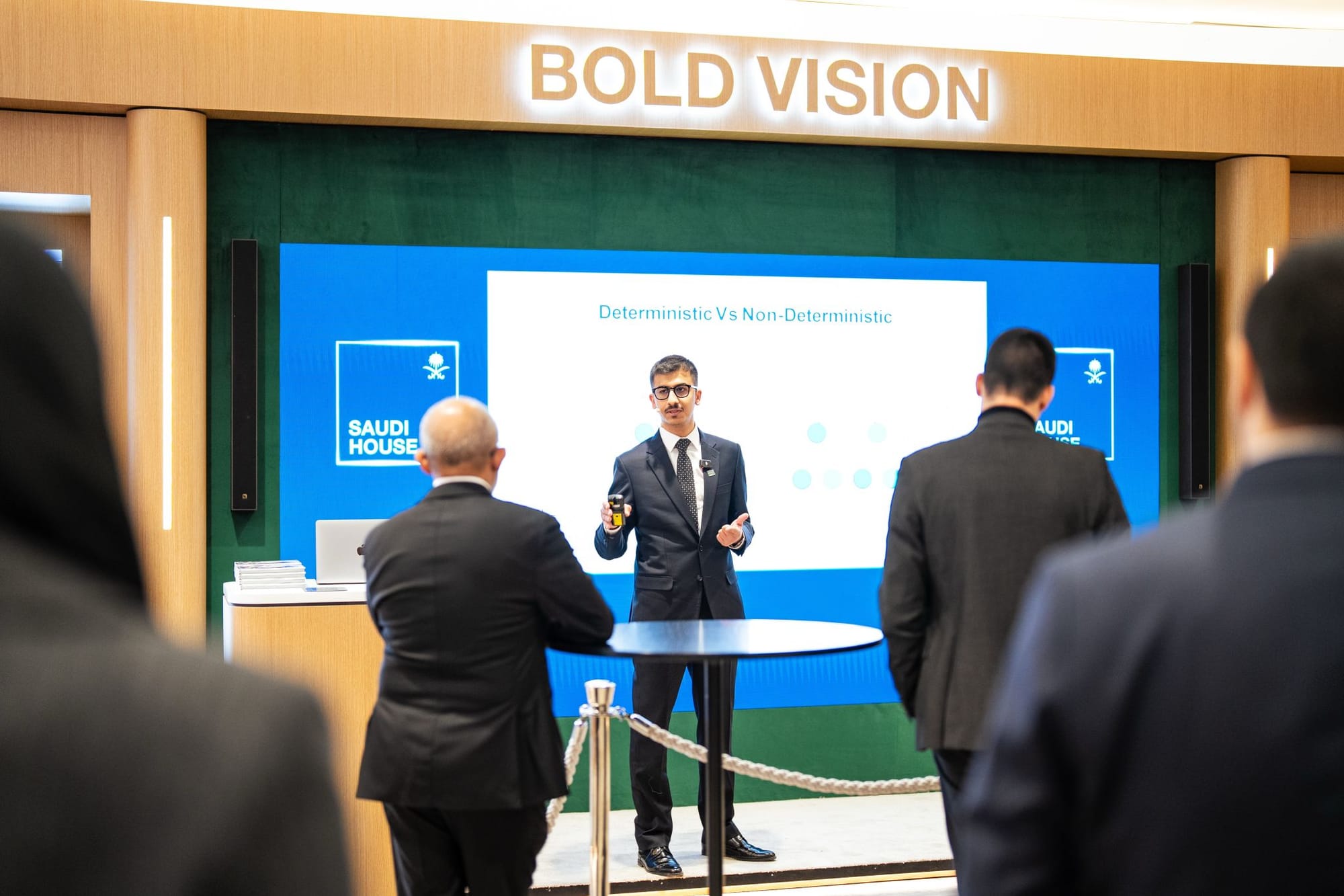 Abdulmalik Alsaeed at Saudi House in Davos, sharing Saudi Arabia’s voice in the global AI conversation.
