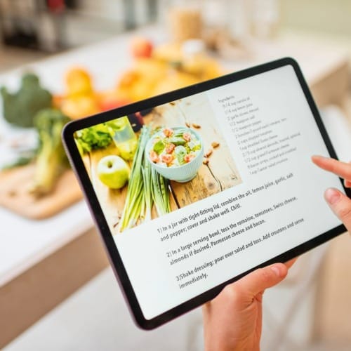 A recipe on a modern tablet: the modern way to read recipes.