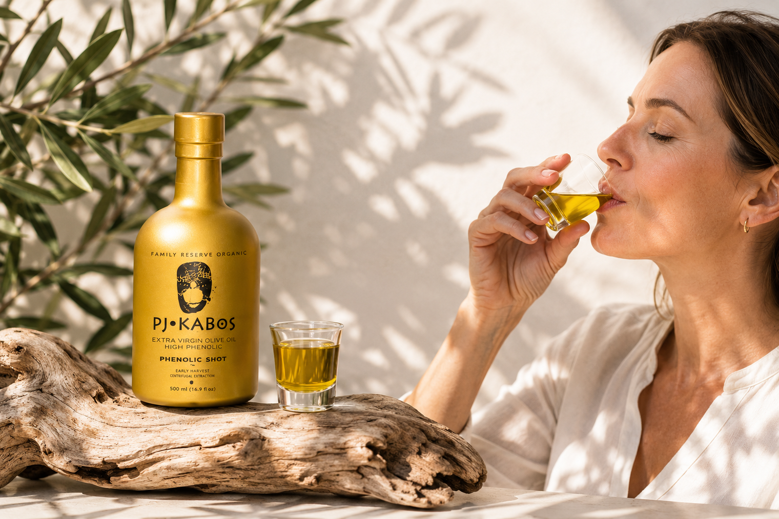 Healthy Aging with High-Phenolic EVOO | PJ Kabos Phenolic Shot
