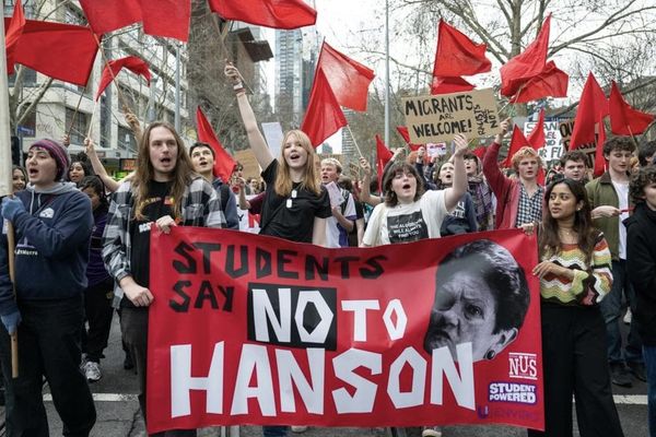 Thousands of students walked out of class to tell Pauline Hanson to go to hell. Her party is polling 26 per cent.