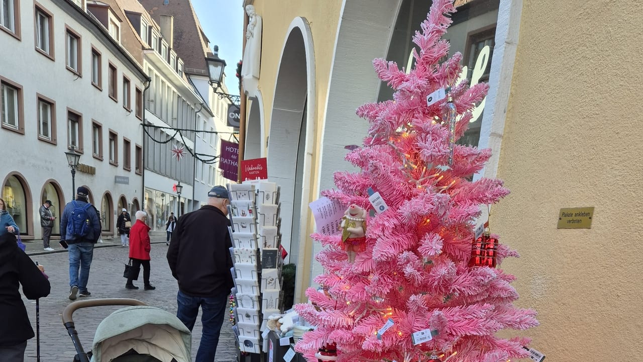 Der Schutterwälder an sich: Plastikbaum in strahlendem Rosa