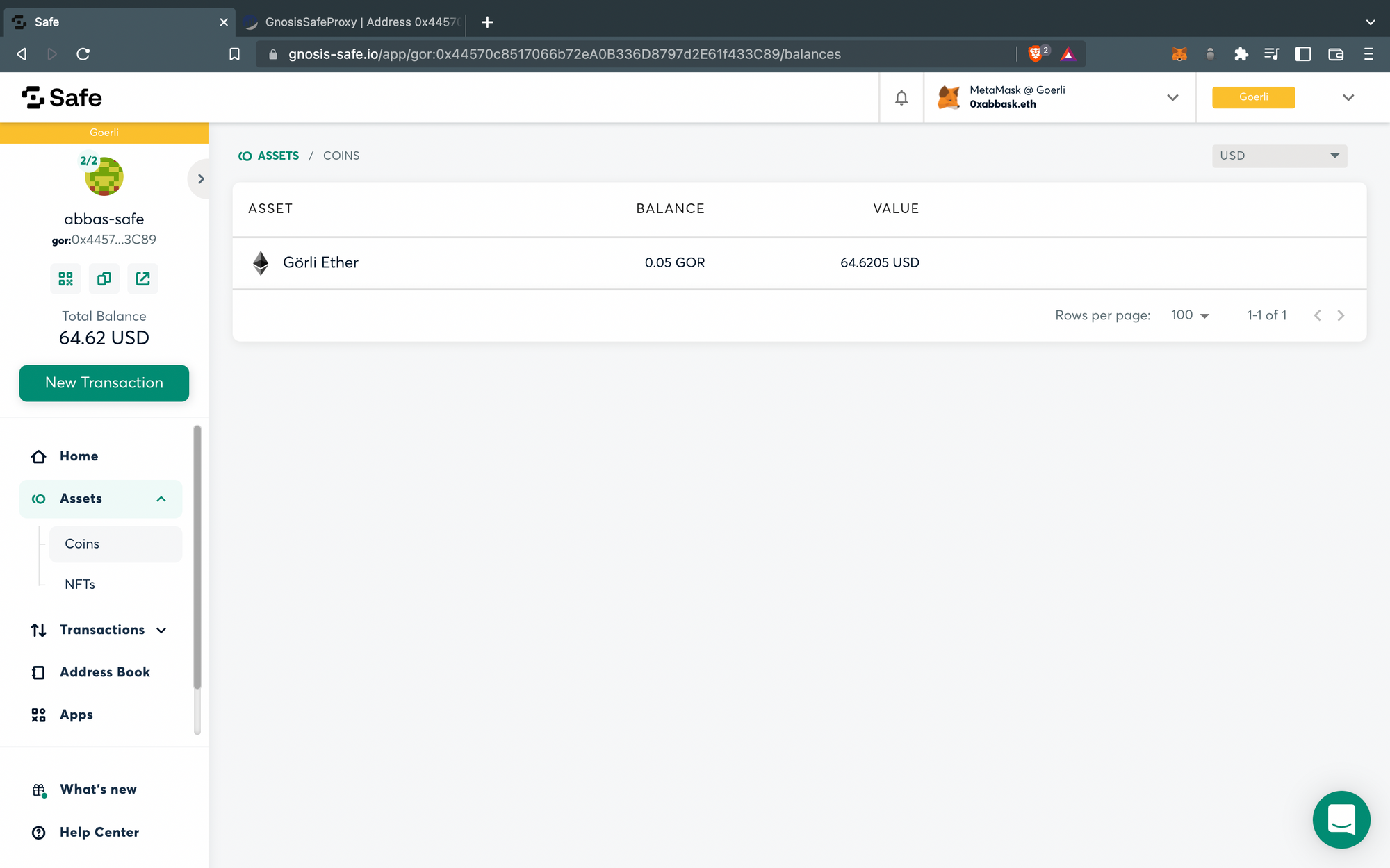 If you head over to Assets -> Coins tab you will be able to see your funds