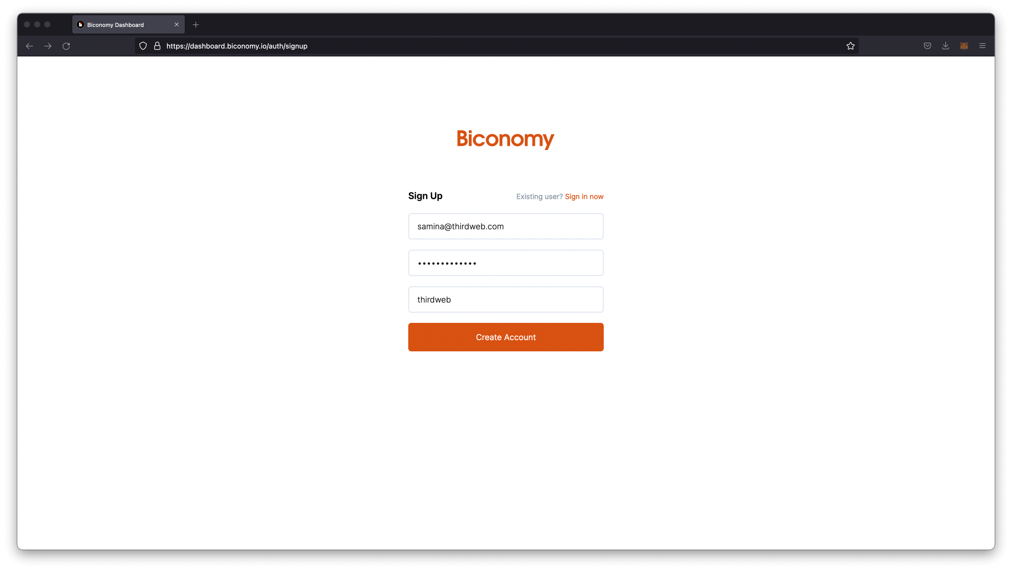 Sign into Biconomy