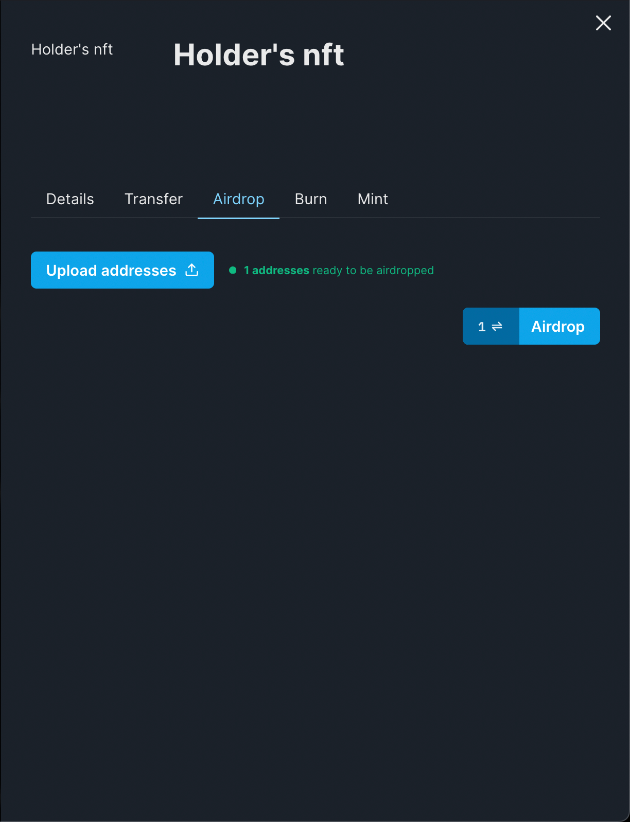 Airdrop the addresses to the holders