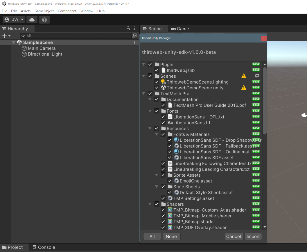 Import Unity Package menu