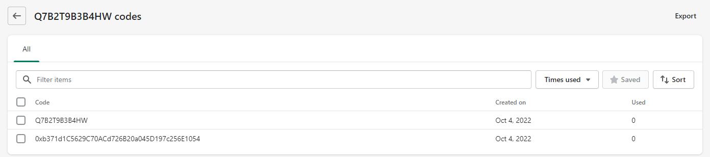 You should also be able to see the code generated in the Shopify admin dashboard
