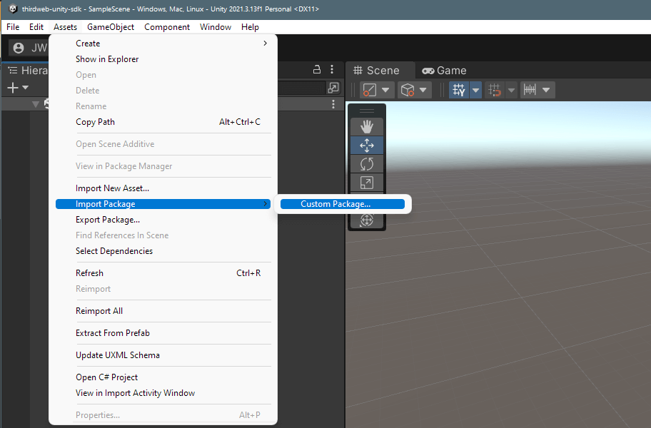 Import thirdweb in unity