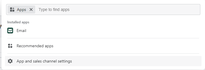 select Apps and sales channel settings