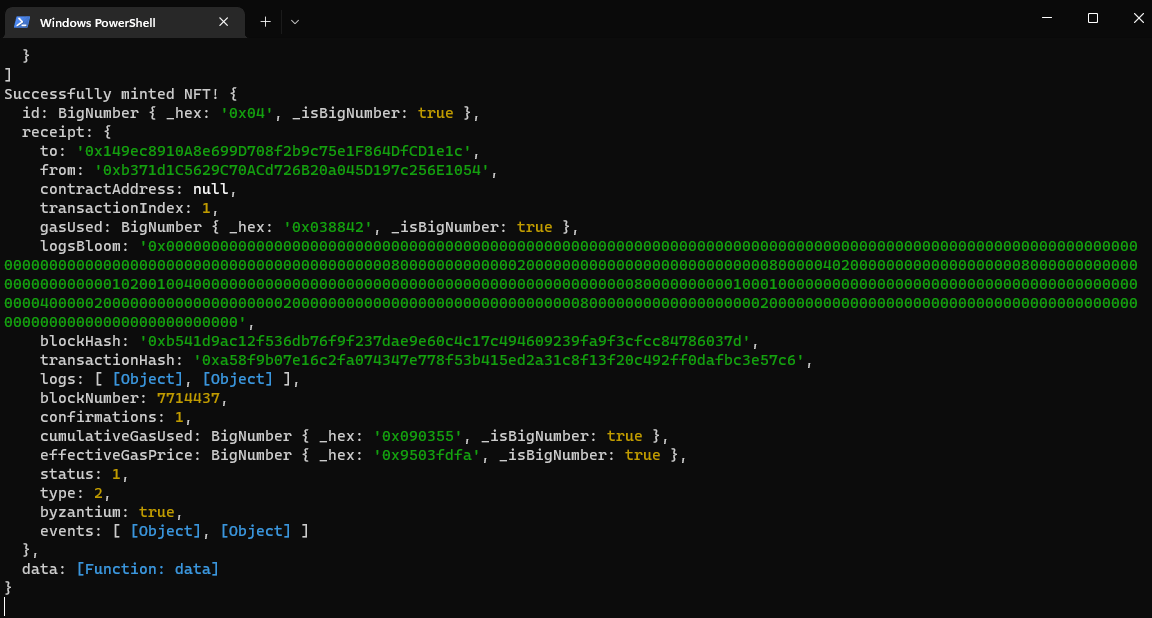 Logs in our terminal
