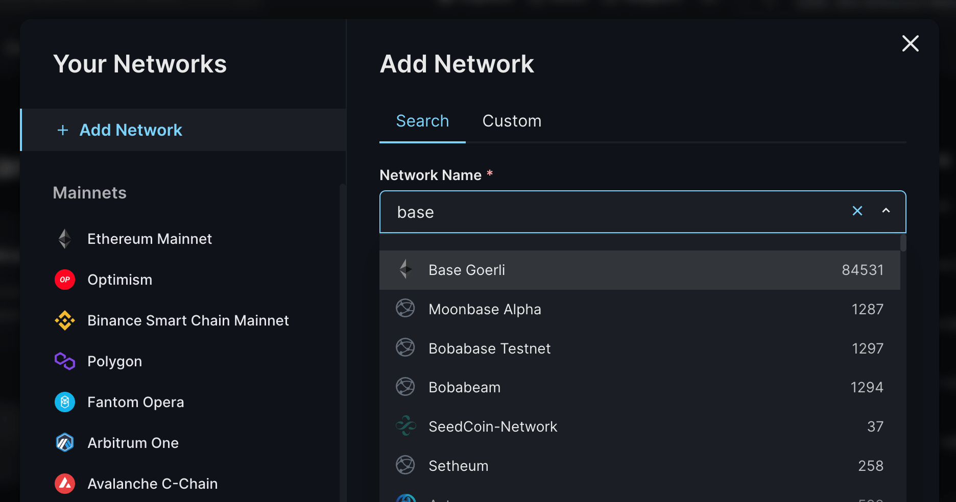 Search for base goerli