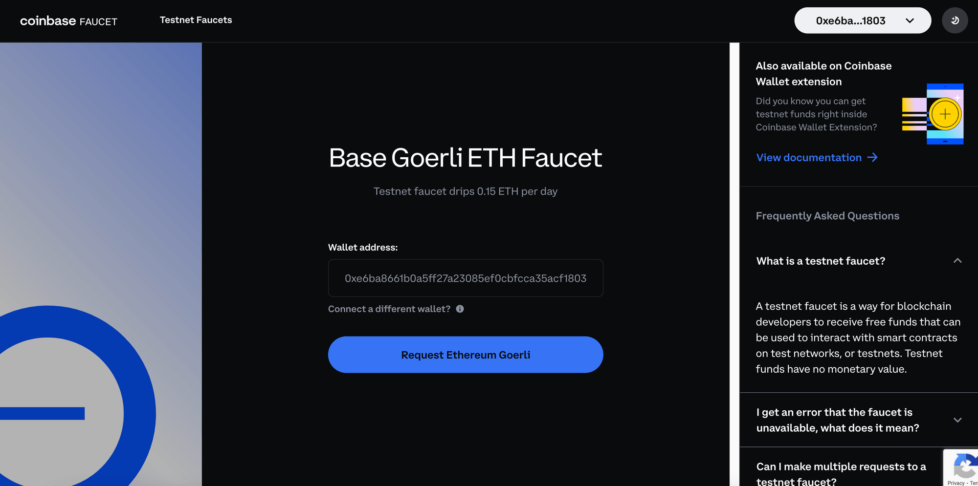 Request Ethereum Goerli