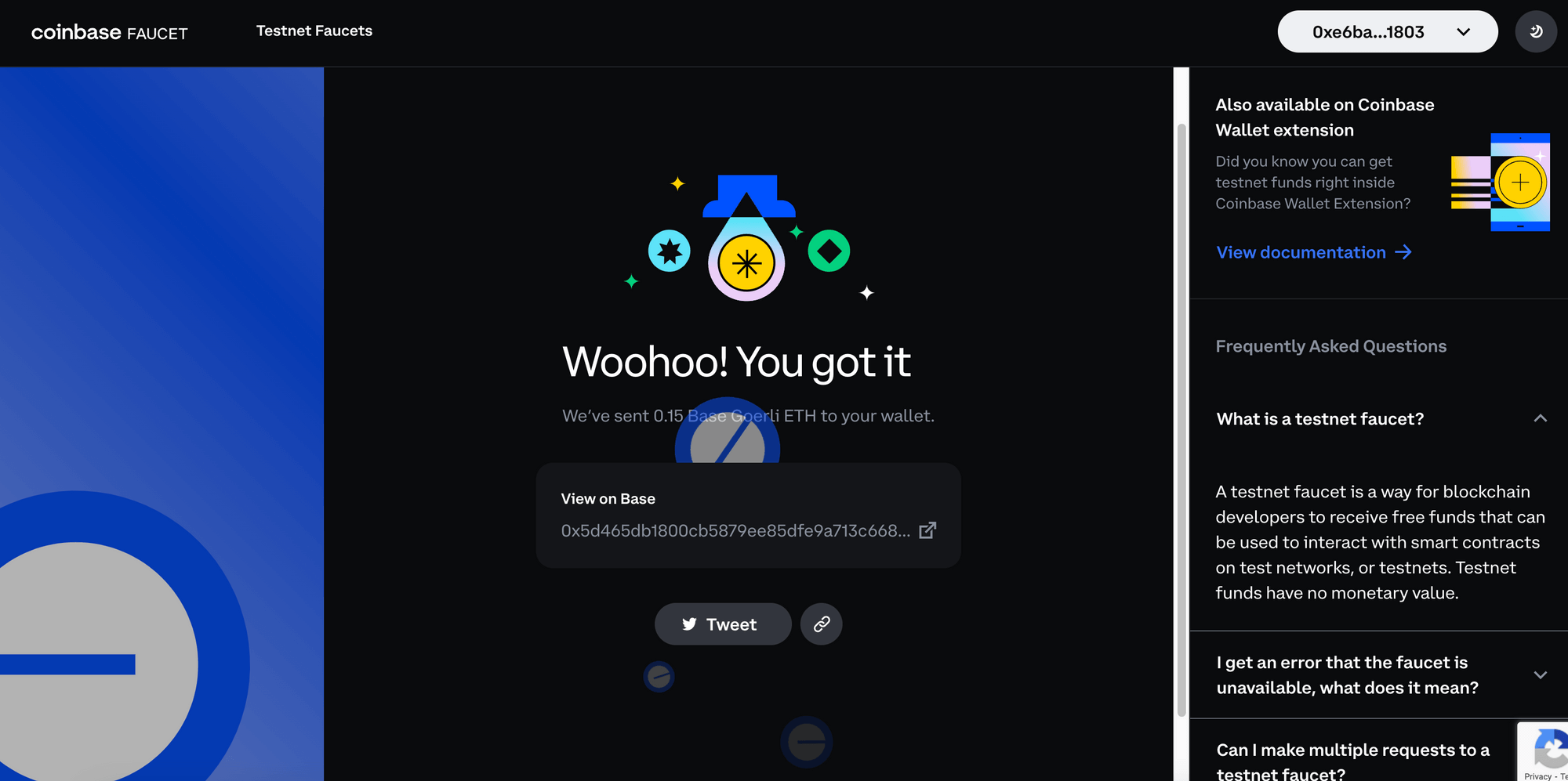 Eth sent successfully