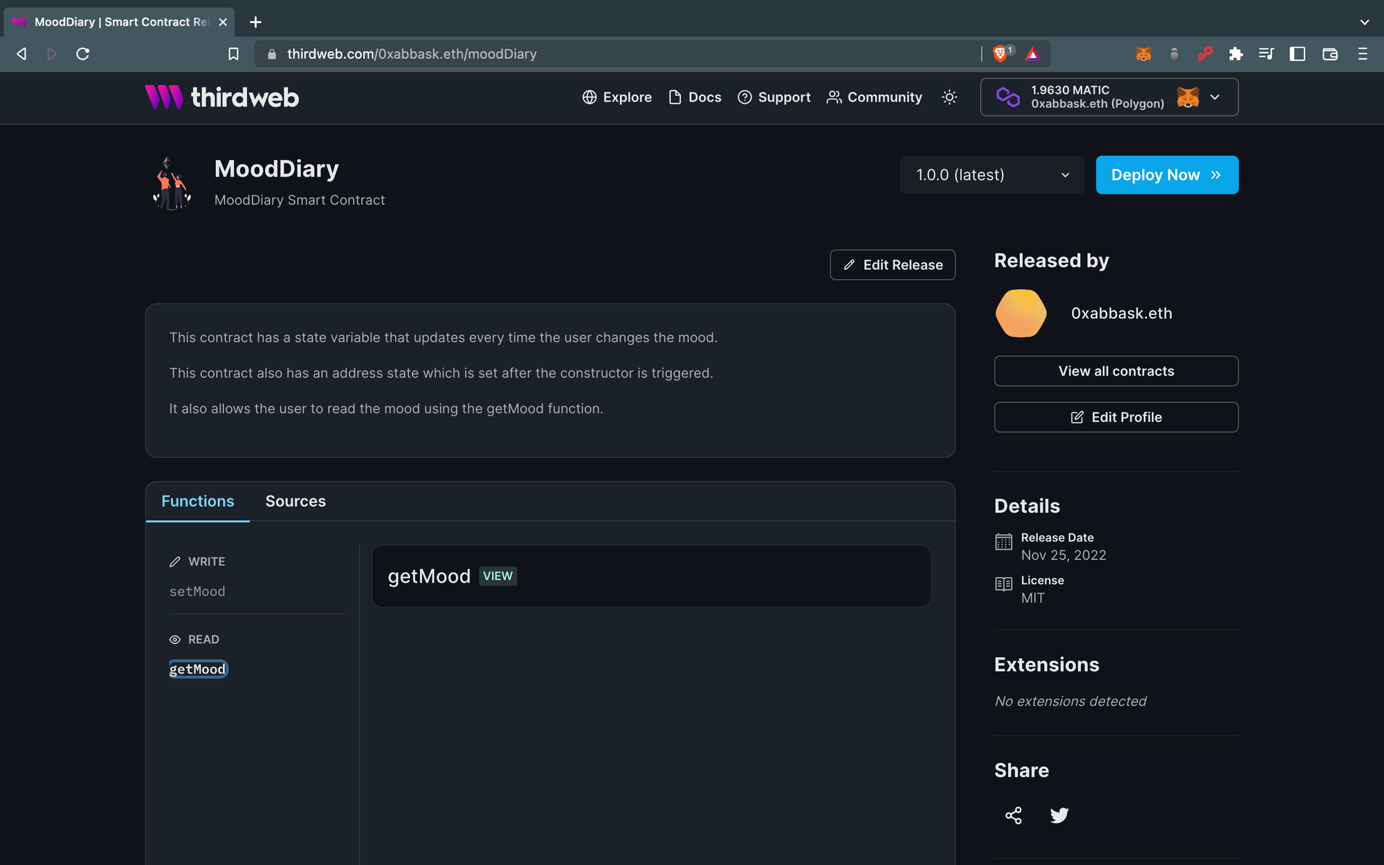 The released contract page