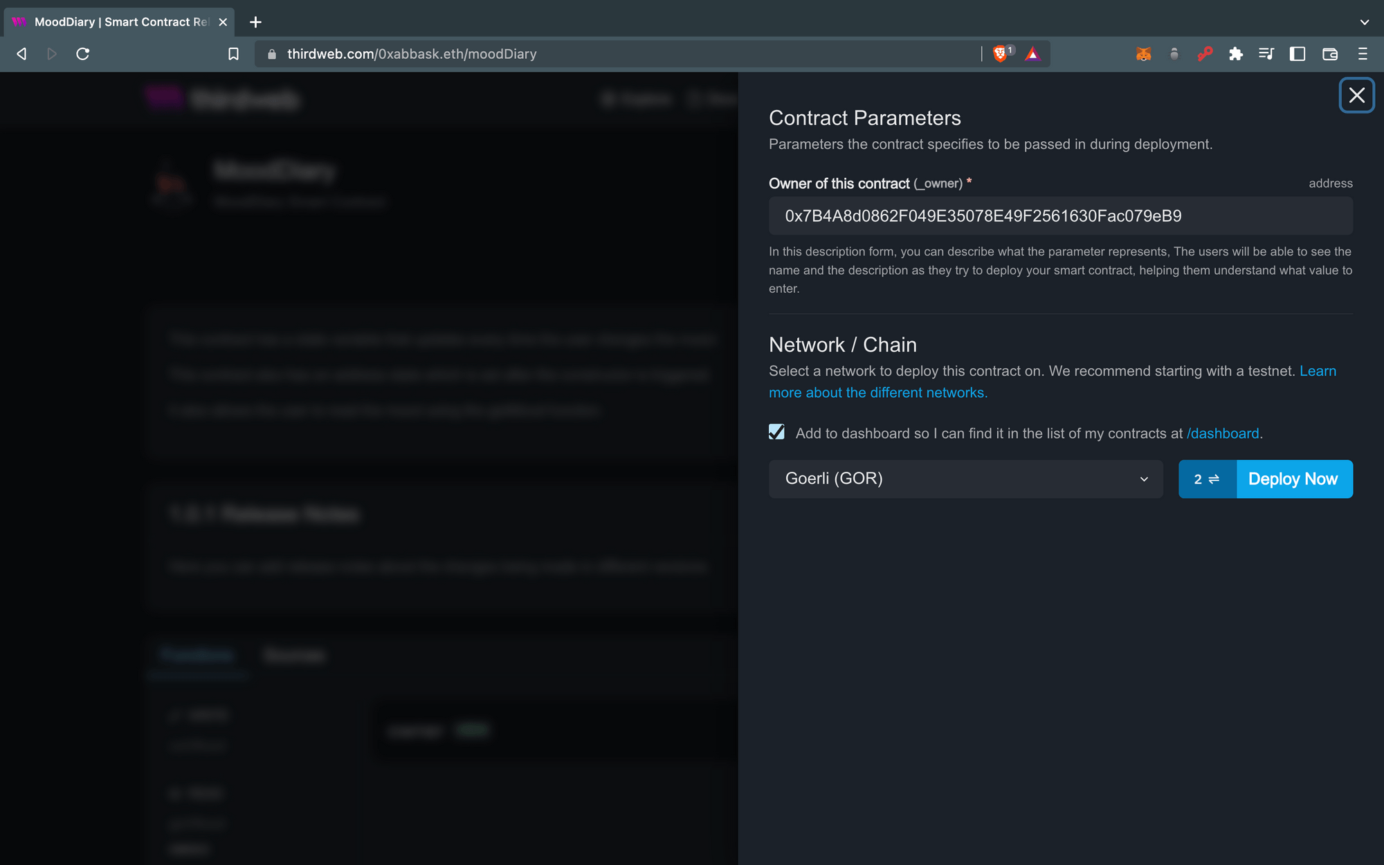 Deploy the released contract