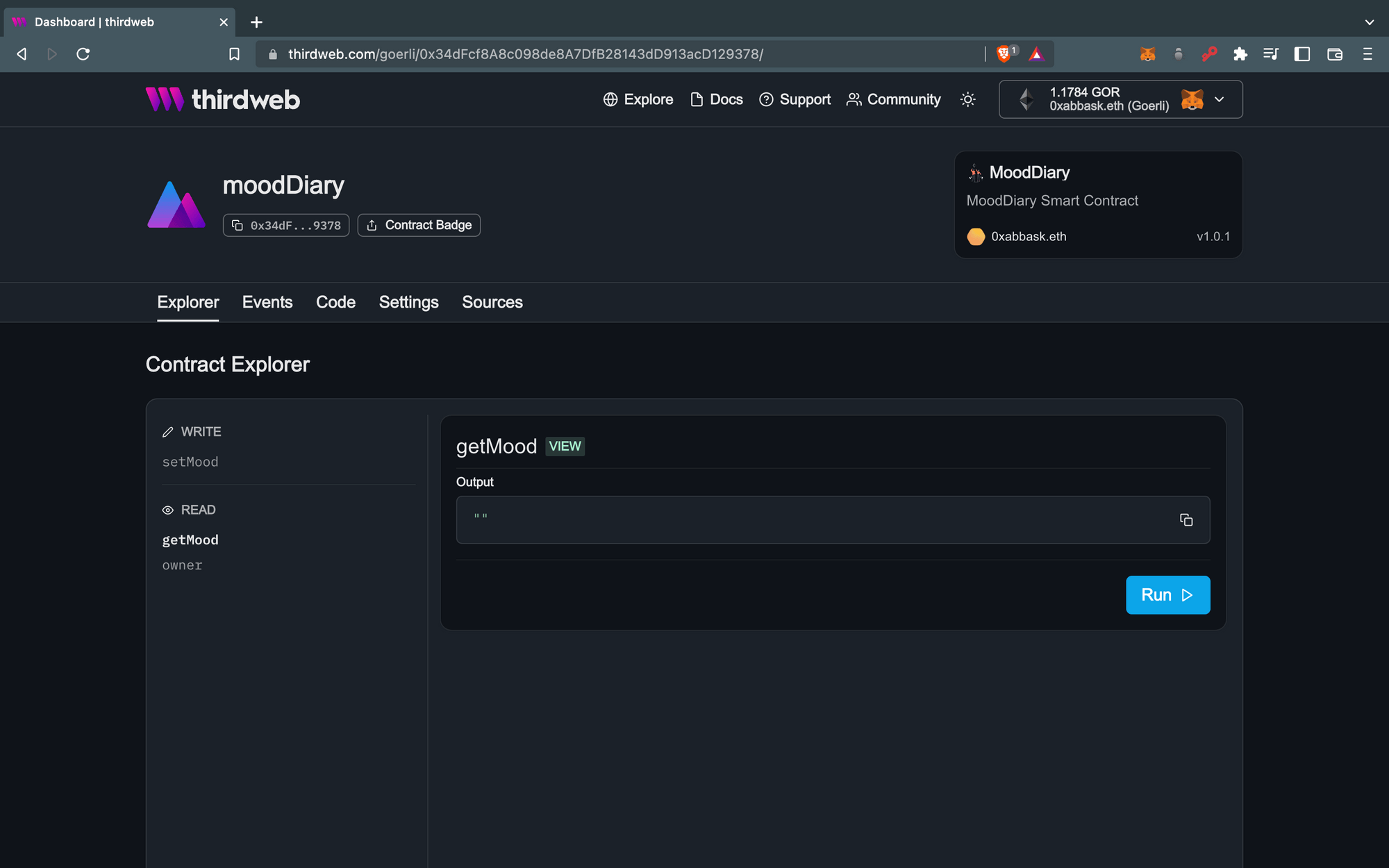 The contract is successfully deployed now