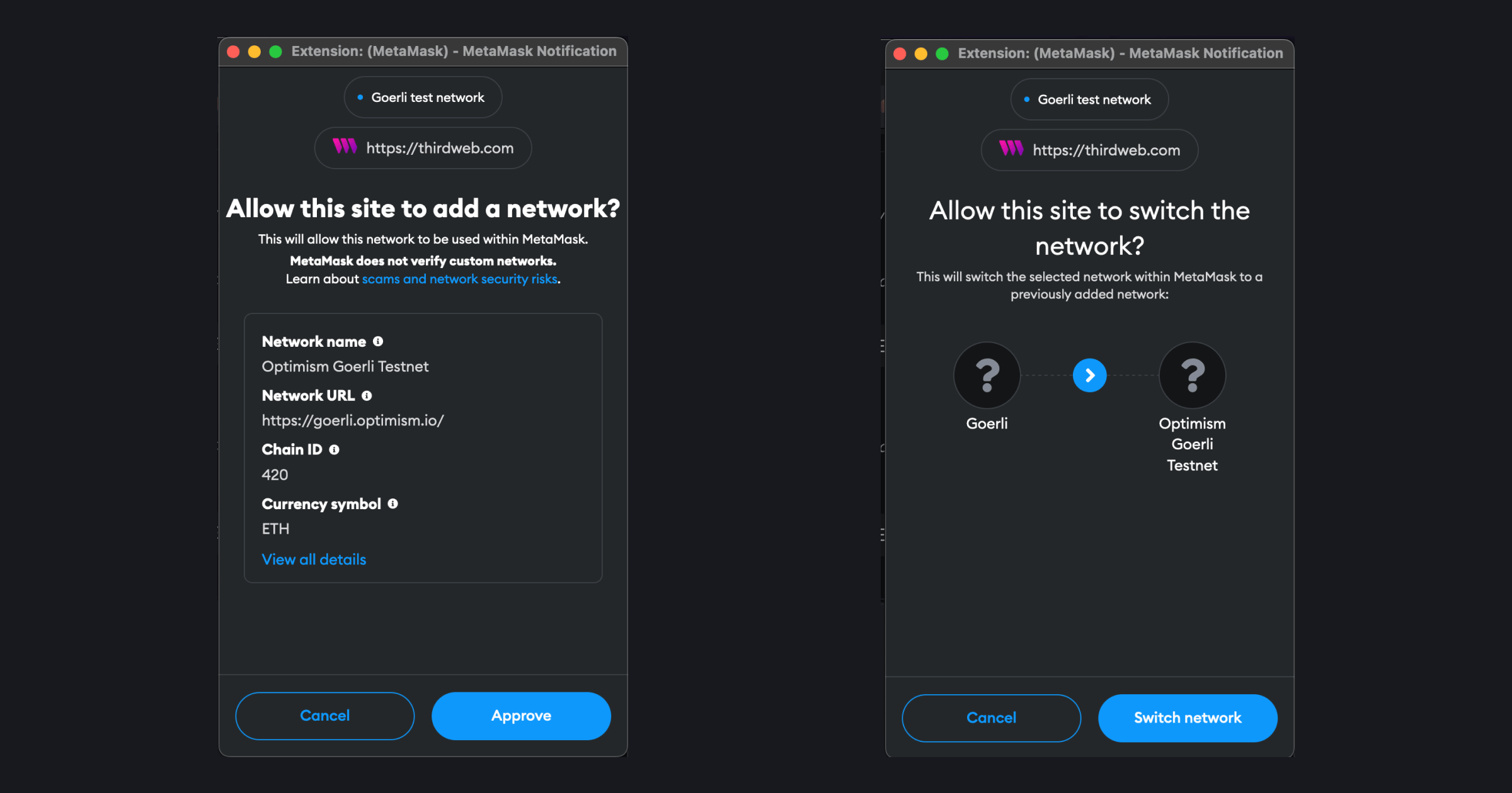 Add and switch to Optimism Goerli on your wallet