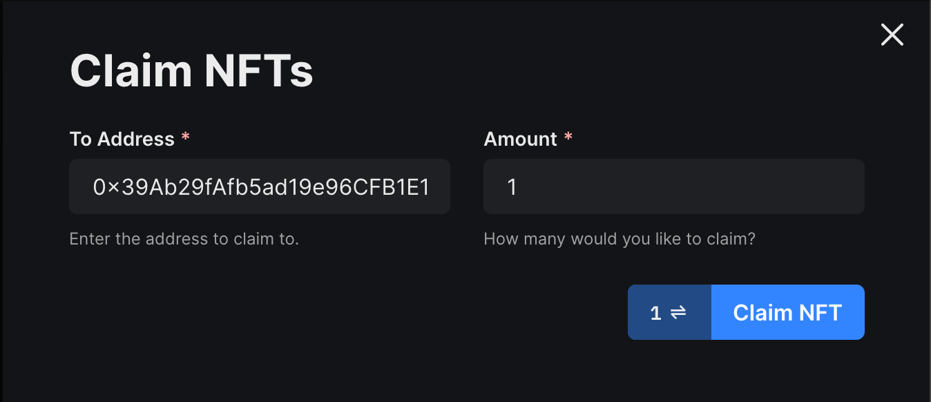 Enter address and click on Claim NFT