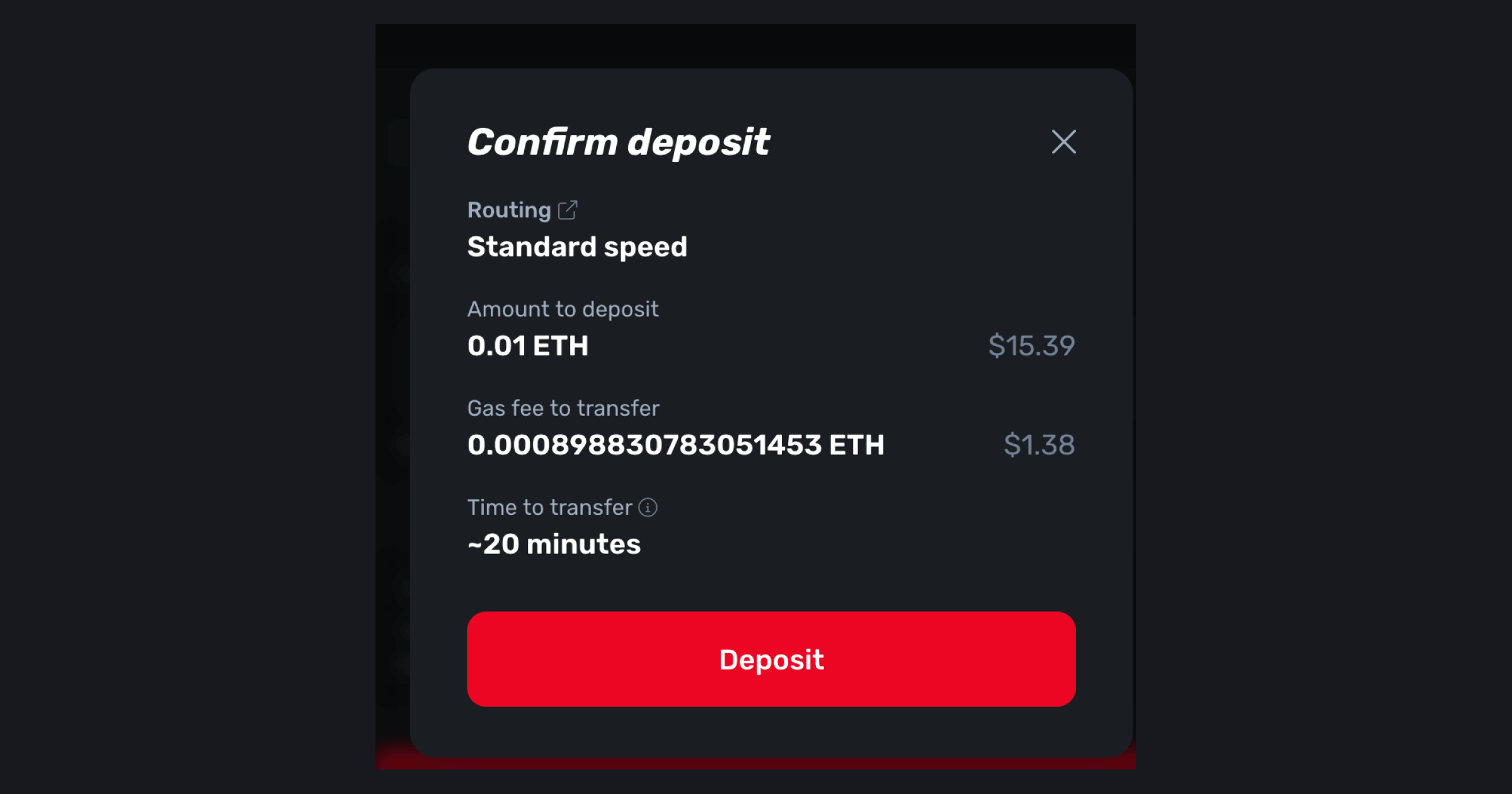Click on deposit