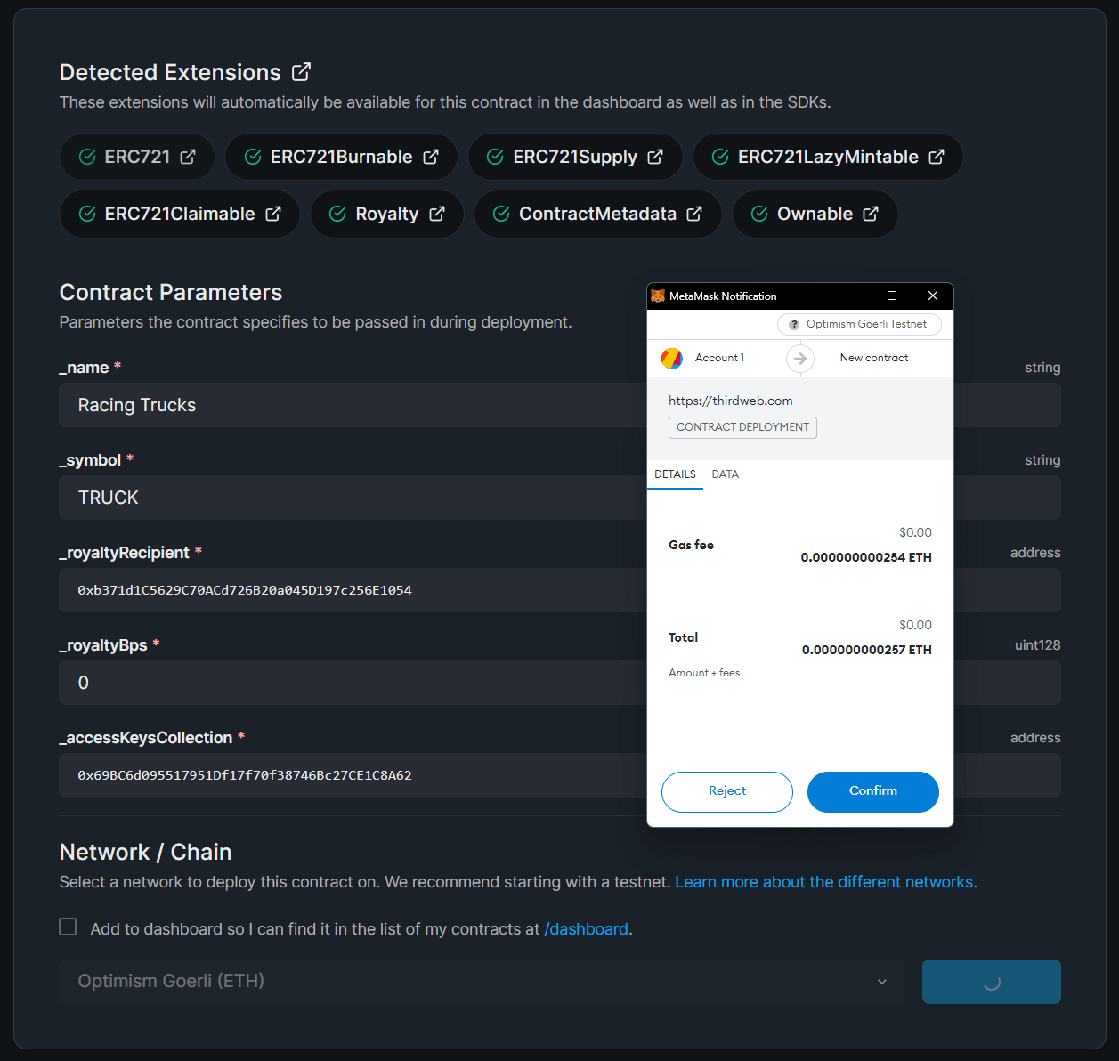 Deploy Smart contract from dashboard