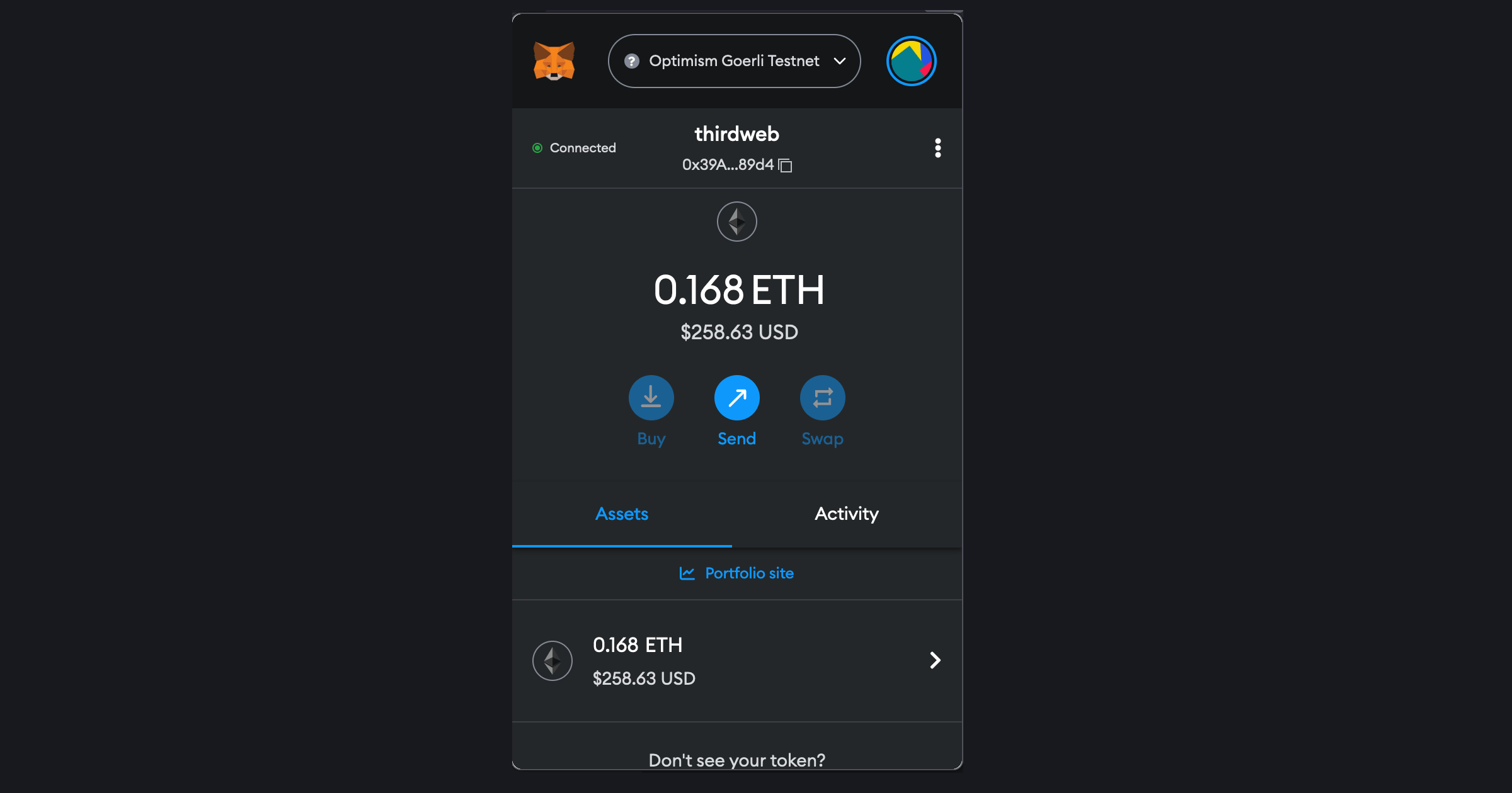 You can see the eth you have in your wallet