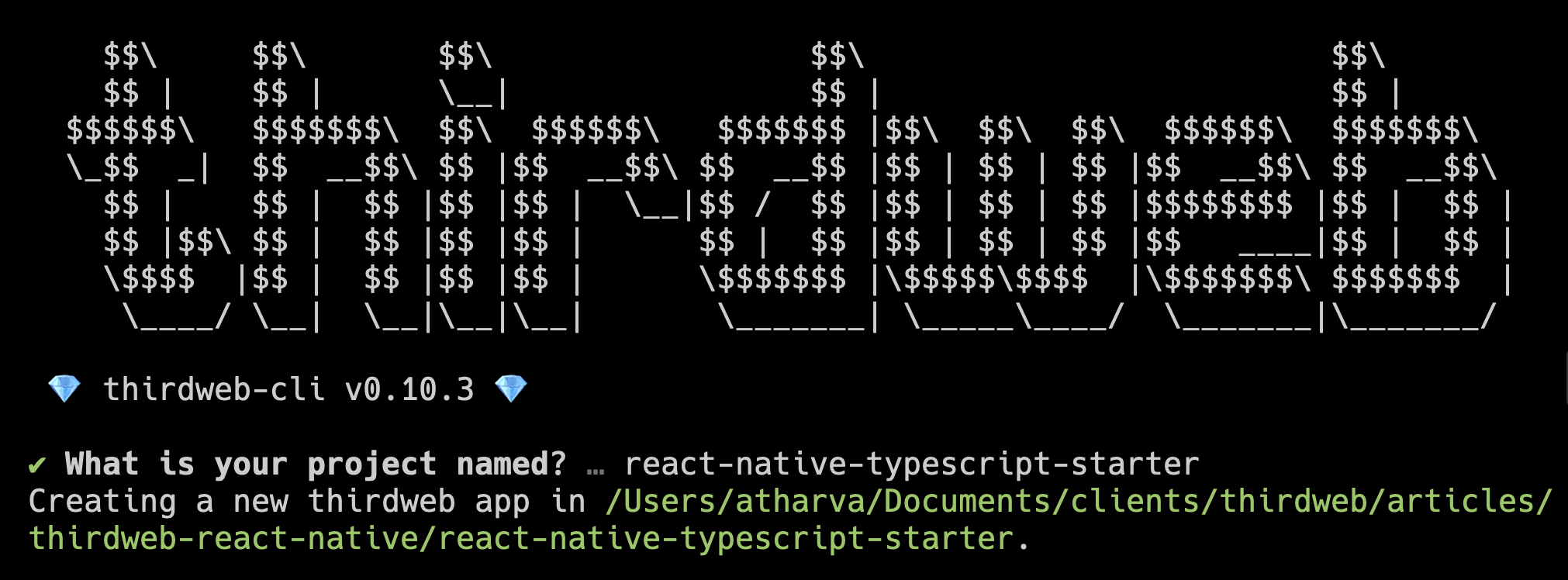 Using CLI to create a new Web3 React Native app