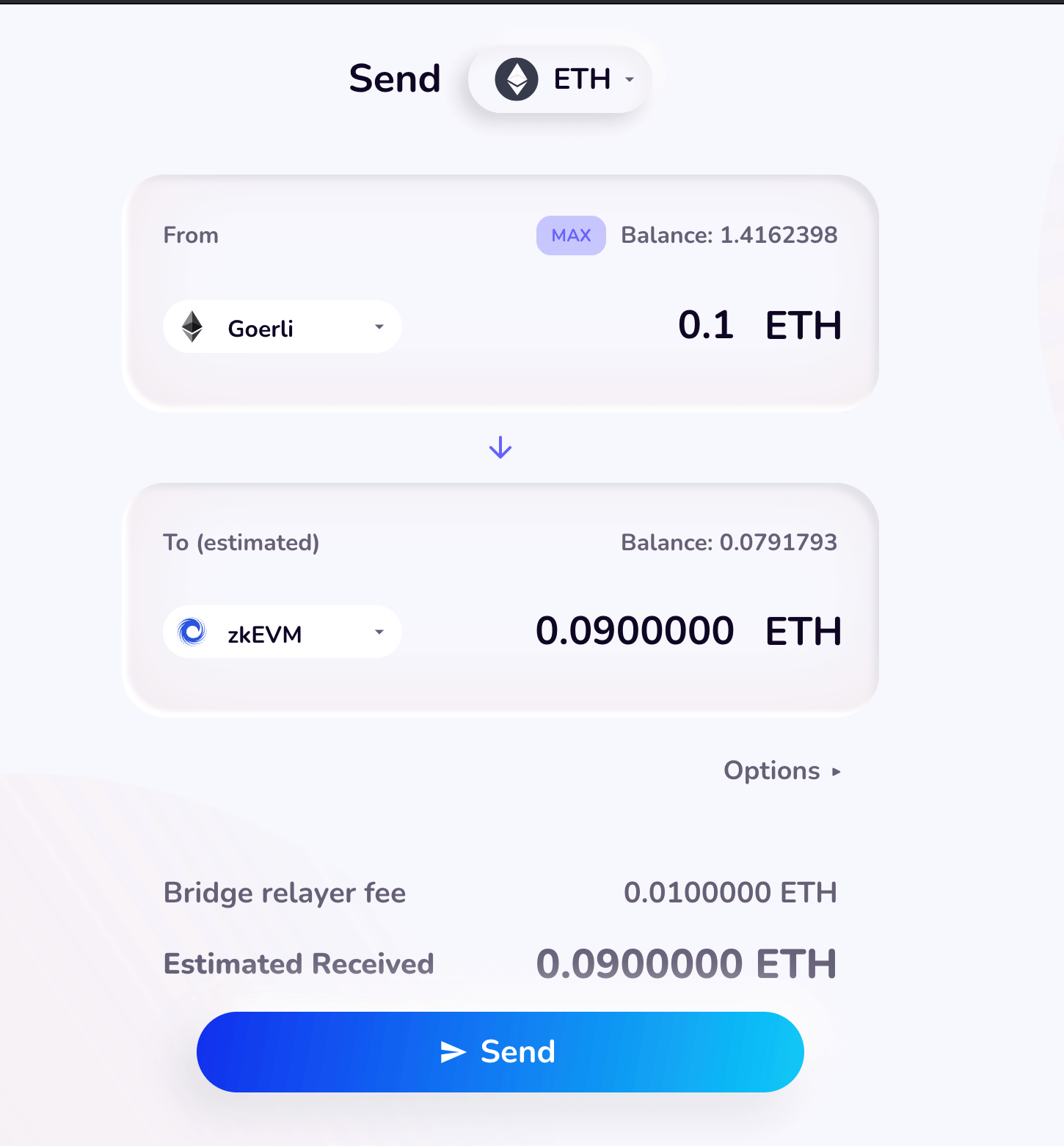 Bridge funds from goerli to Consensys zkEvm 