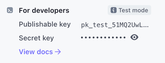 Copy the API keys for interacting with the account