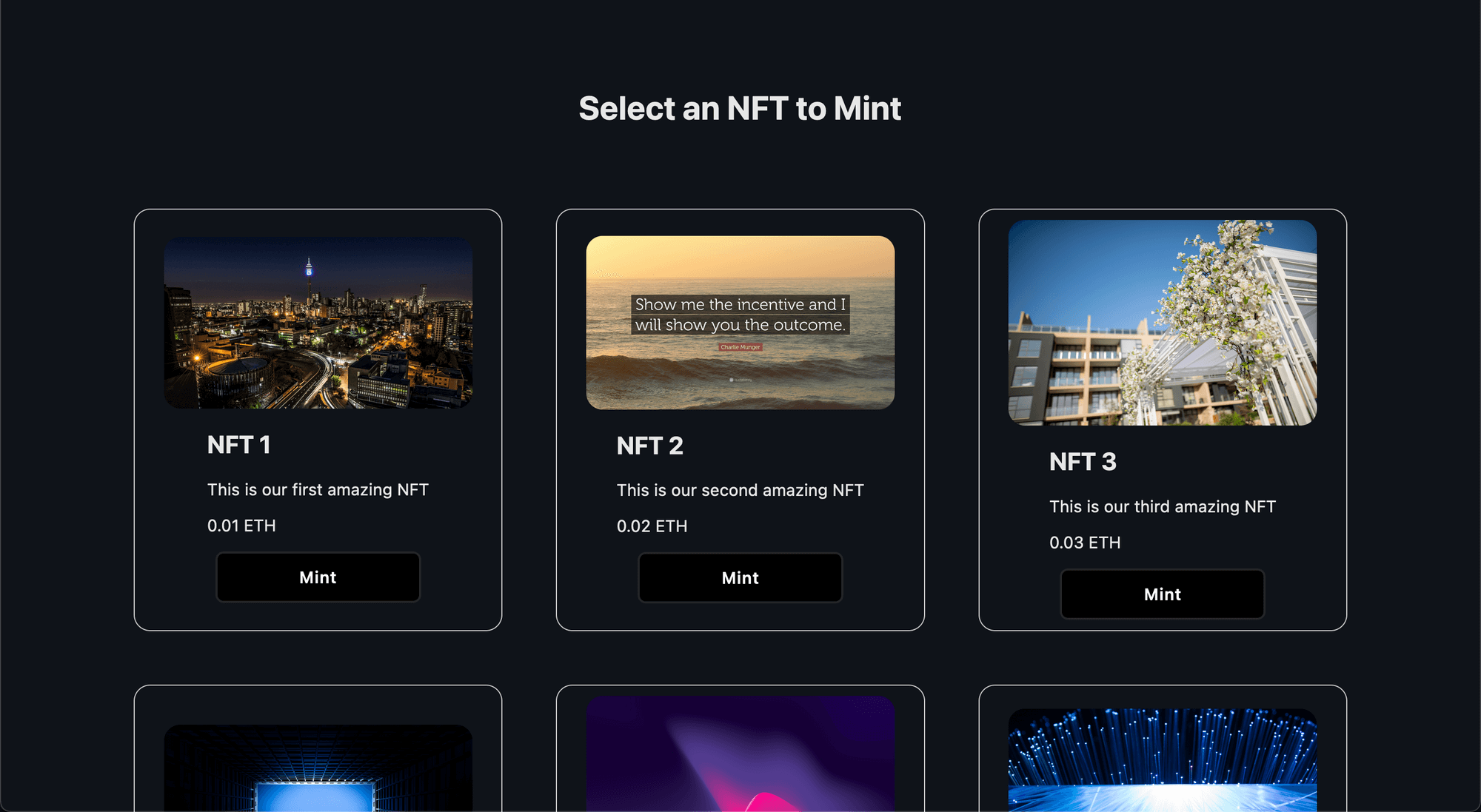 NFT Cards for allowing people to mint