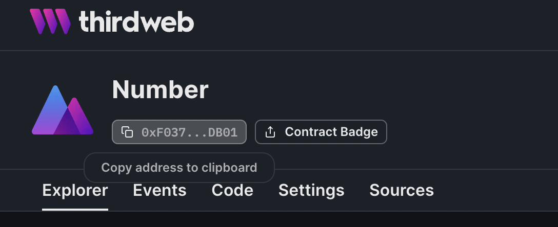 Copy address of contract