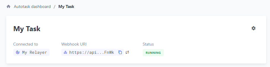 Copy webhook URI from the autotask