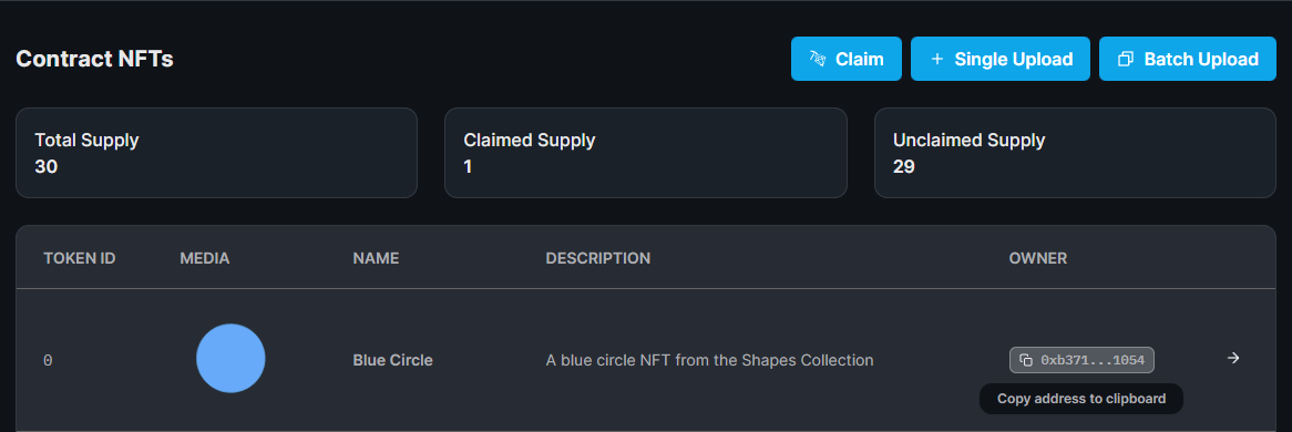 Click the "Claim" button to mint your NFT.