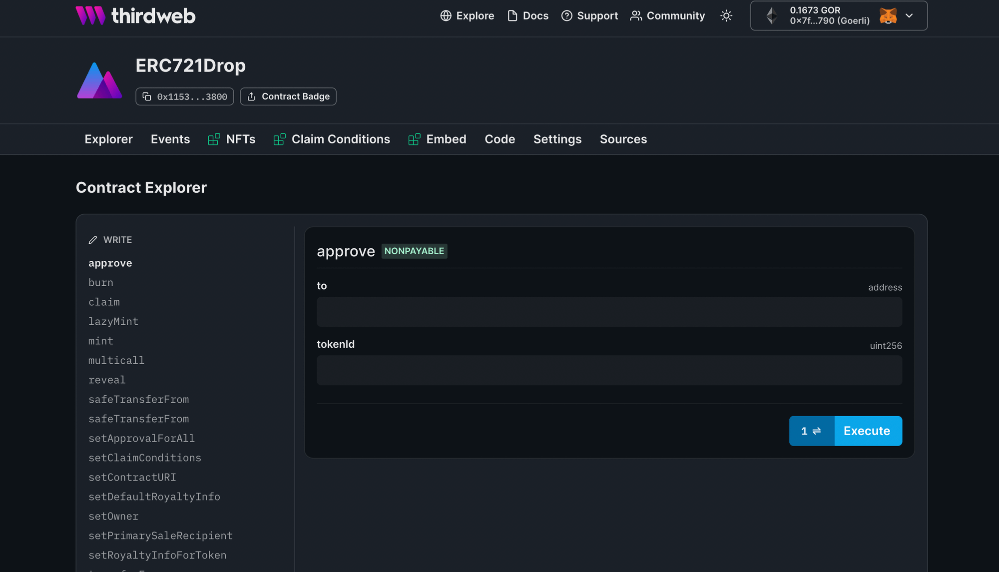 ERC721Drop deployed successfully!