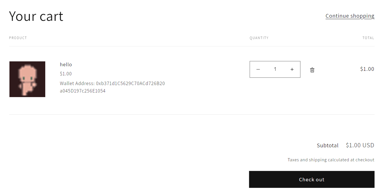 Check out with the NFT