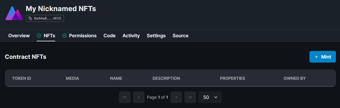 Click on the Mint button