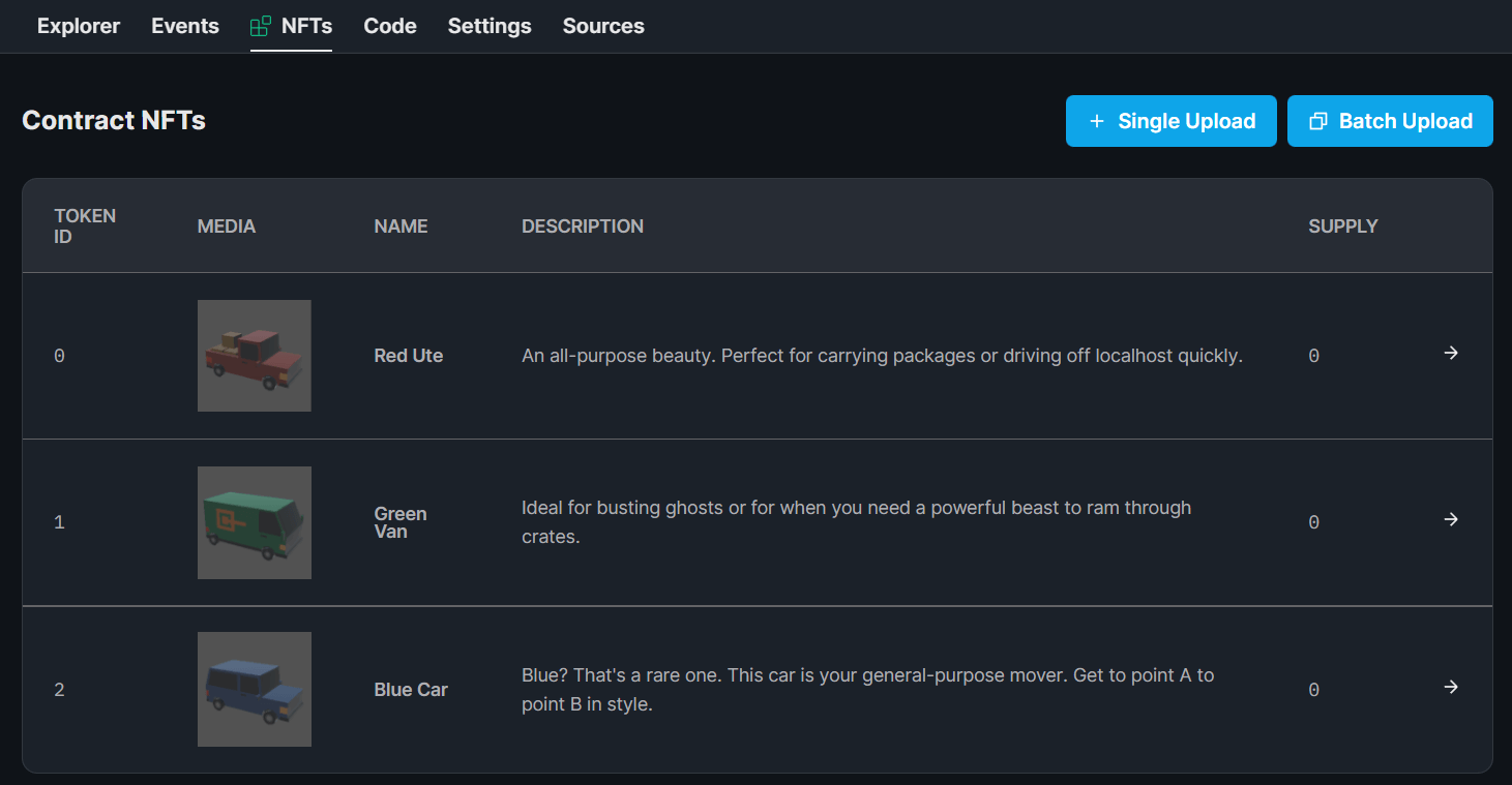 Lazy Mint NFTs with metadata