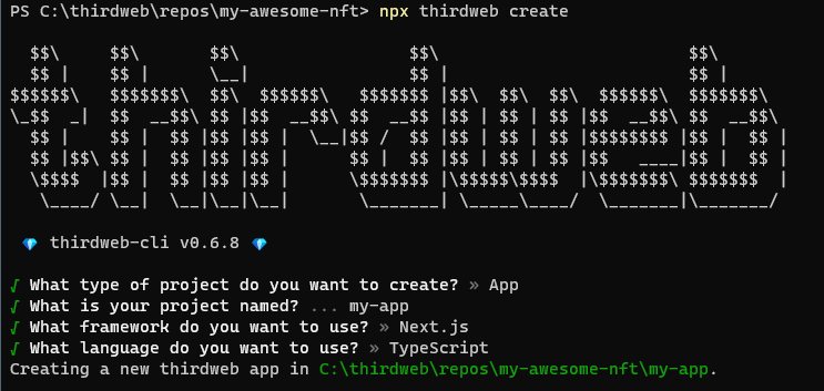 Create a new next.js app