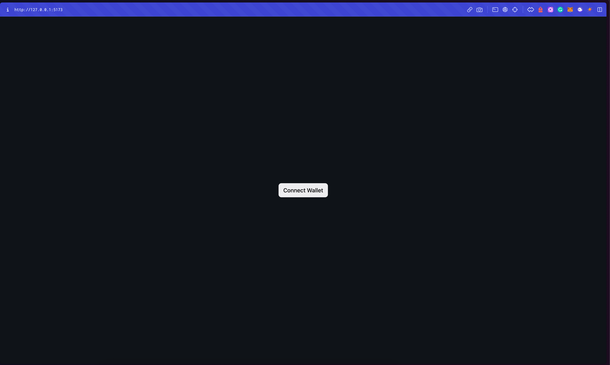 Connect wallet button in centre of the screen