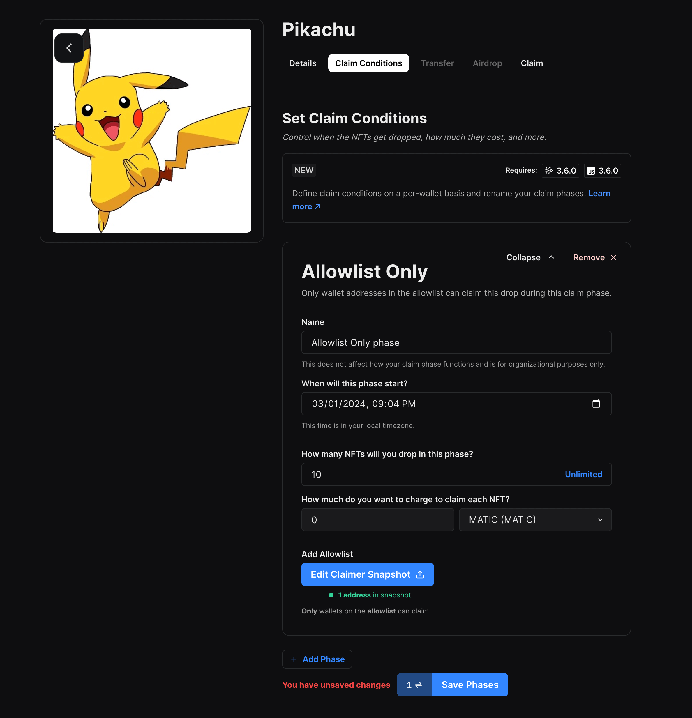 save claim condition phase