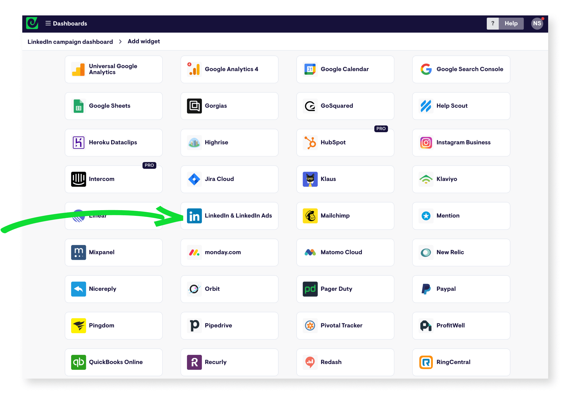 Select LinkedIn Ads Data Source