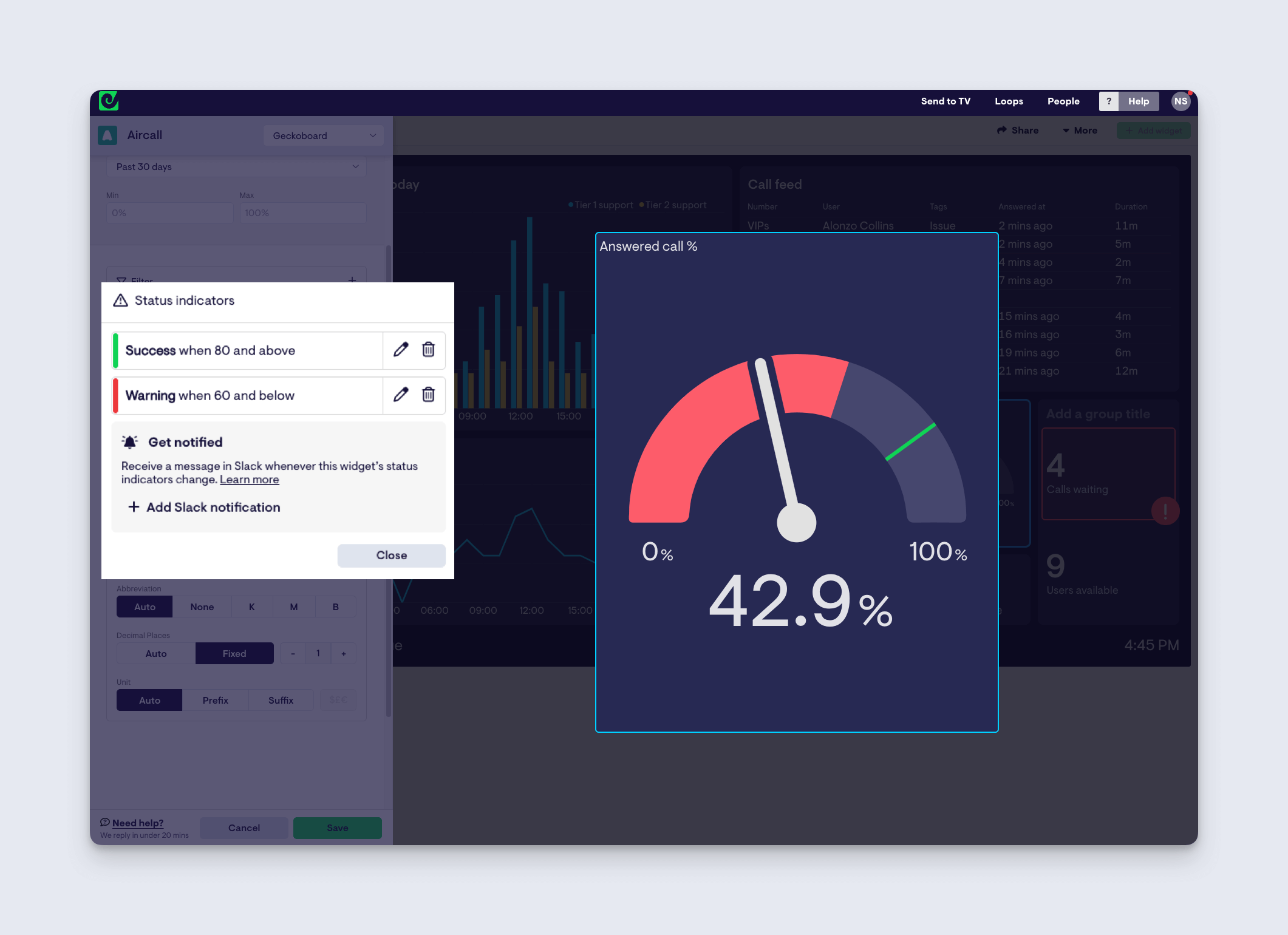 Geckoboard Aircall Status Indicator