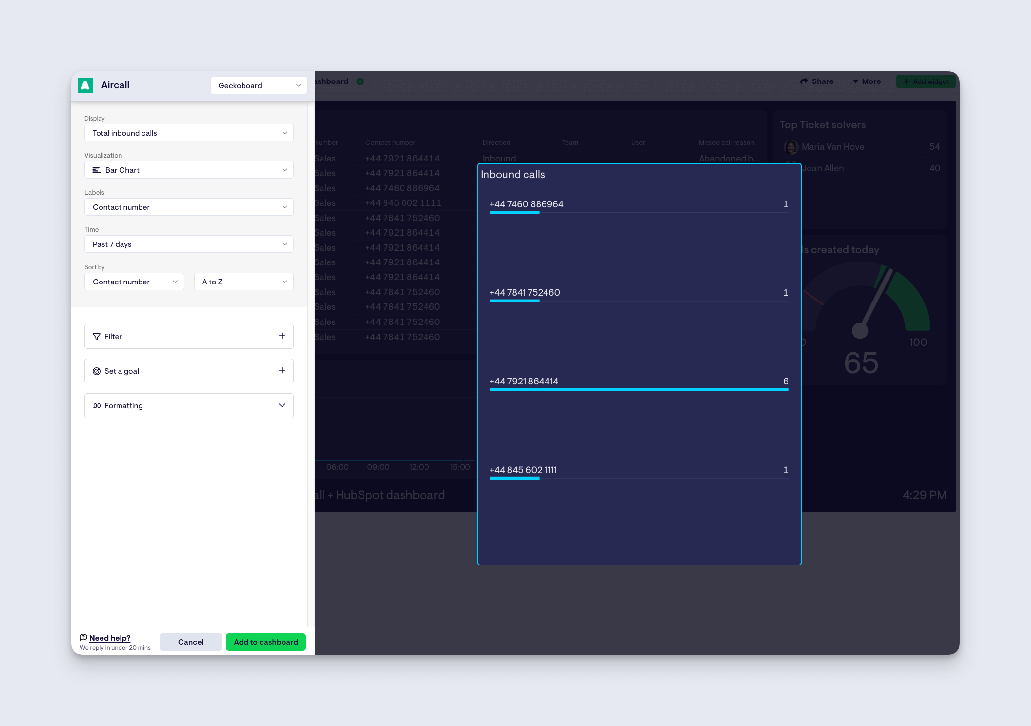 Geckoboard Aircall Widget