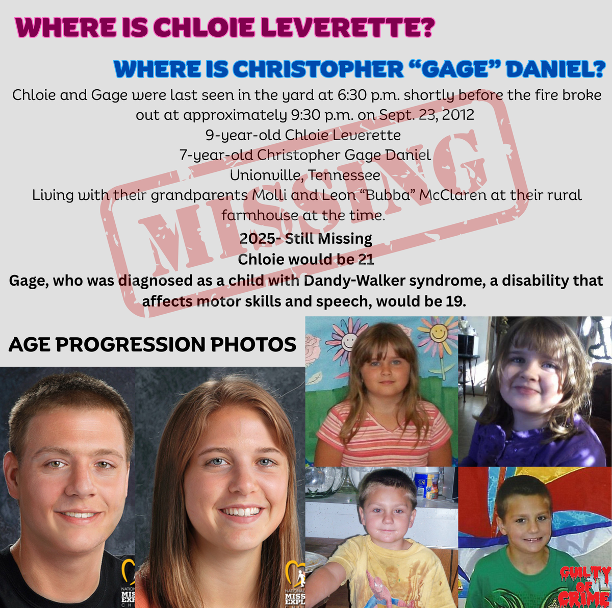 Chloie Leverette & Christopher Gage Daniel Missing Since 2012 in Unionville, TN