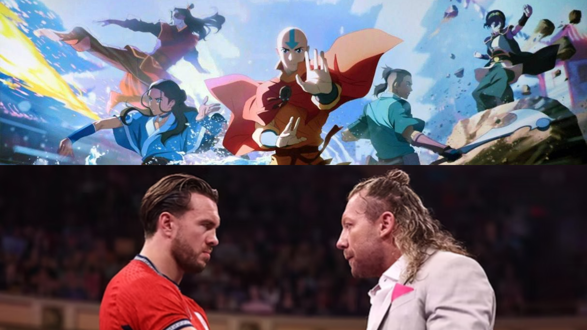 Upper: Promotional image from Avatar Aang: The Last Airbender Lower: Will Ospreay and Kenny Omega facing off