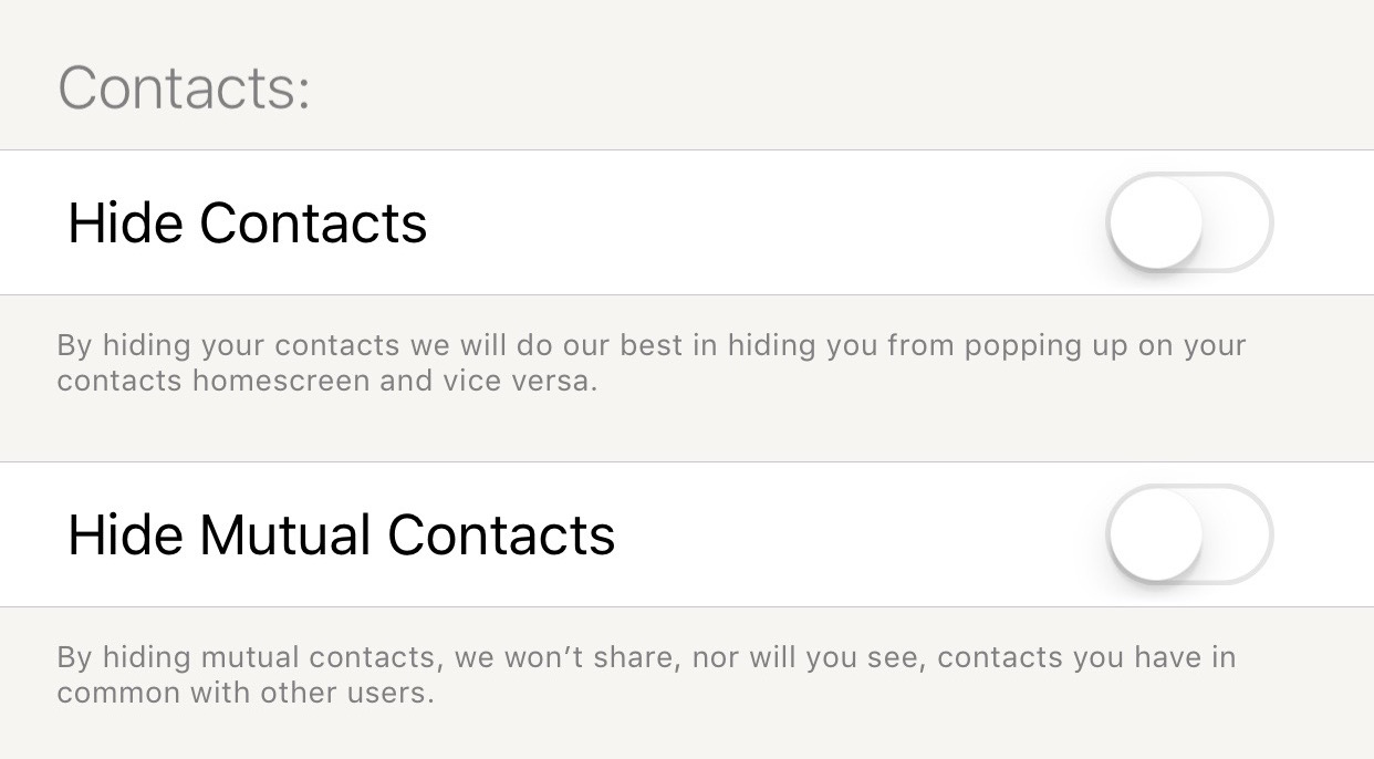 Tantan contacts settings