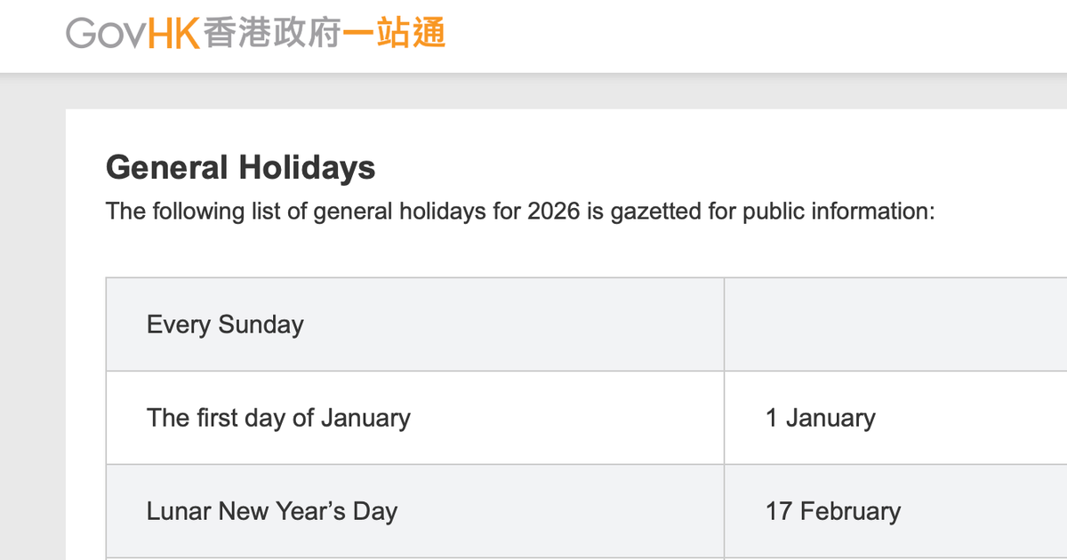 Hong Kong has no weekend