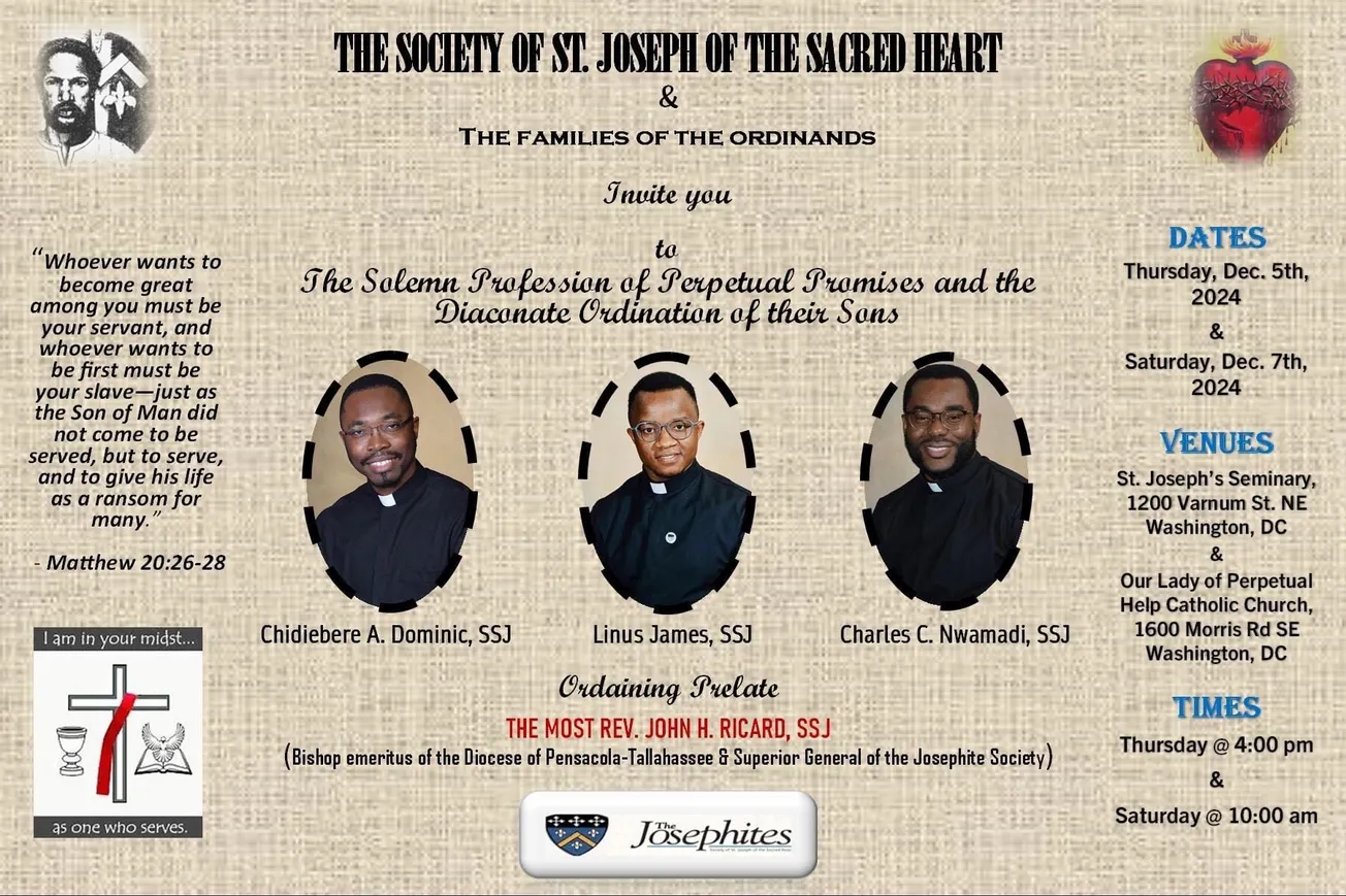 Josephites to ordain three to transitional diaconate on Dec. 7