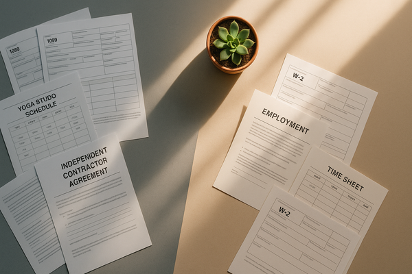 1099 vs. W-2 Tax Implications for Yoga Studios & Teachers